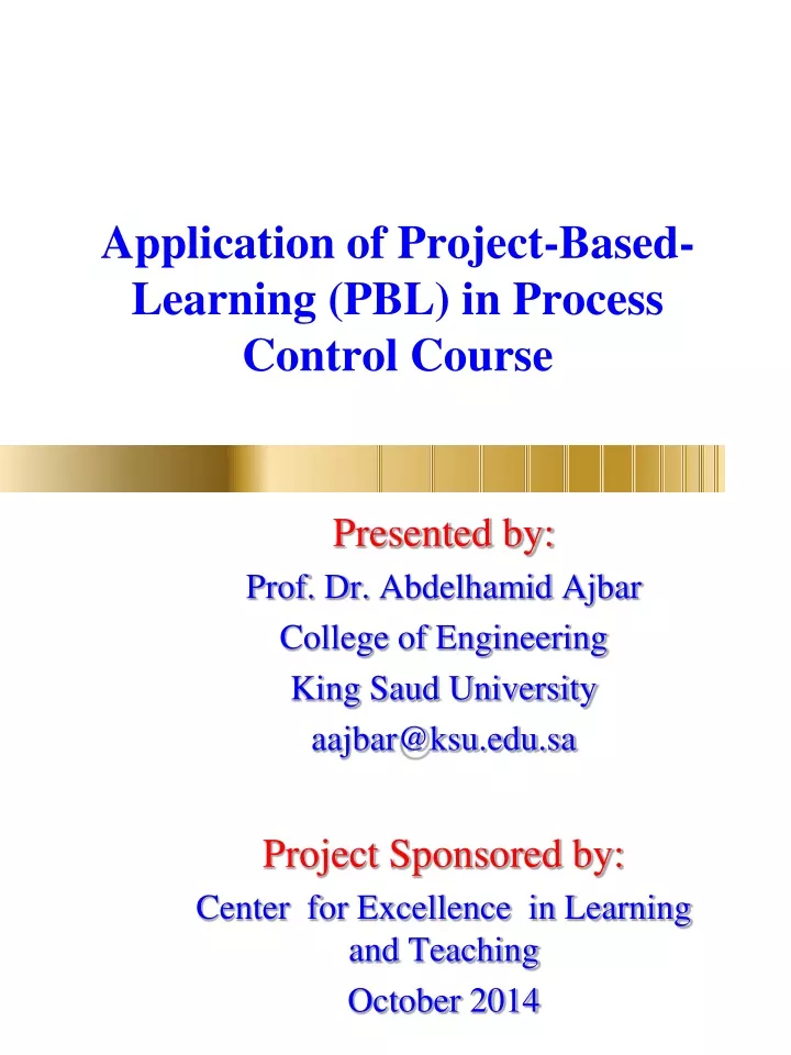 application of project based learning pbl in process control course