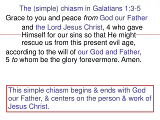 The (simple) chiasm in Galatians 1:3-5 Grace to you and peace  from God our Father