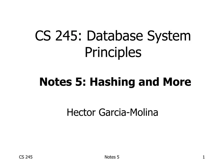 cs 245 database system principles