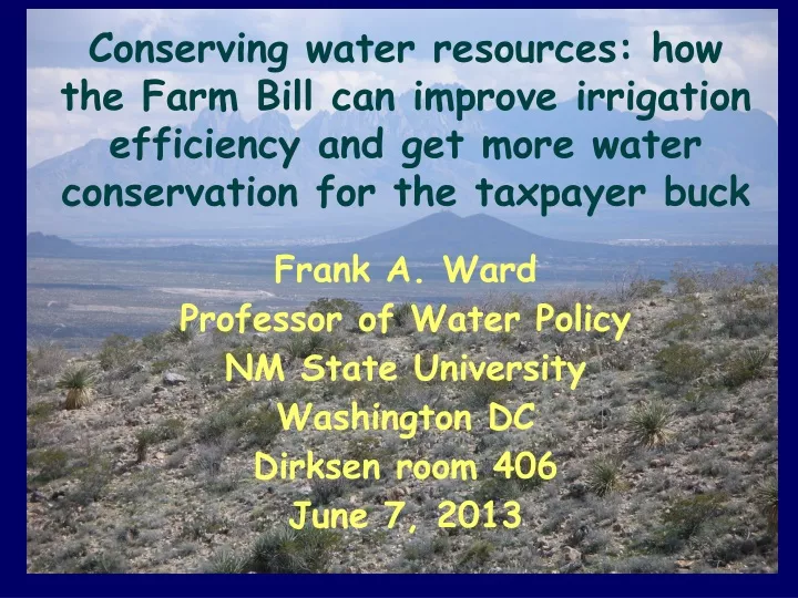 conserving water resources how the farm bill