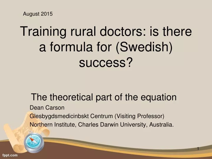 training rural doctors is there a formula for swedish success