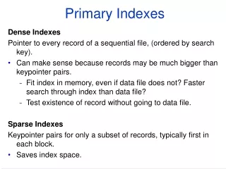Primary Indexes