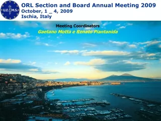 ORL Section and Board Annual Meeting 2009 October, 1 _ 4, 2009 Ischia, Italy