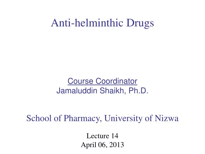 anti helminthic drugs