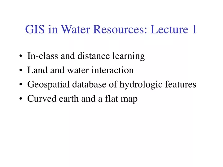 gis in water resources lecture 1