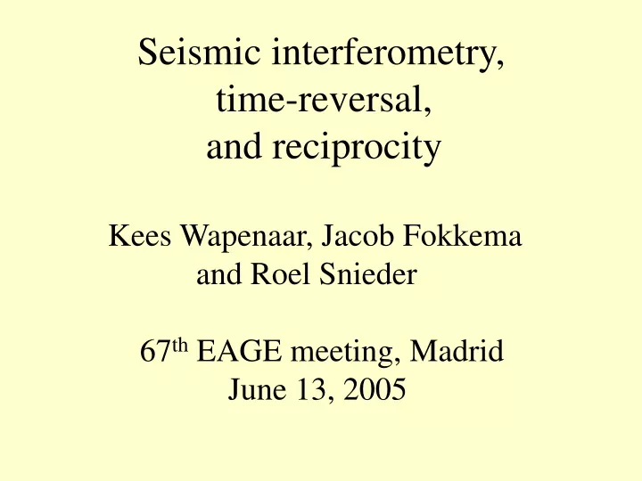 seismic interferometry time reversal