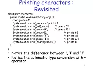 Printing characters : Revisited