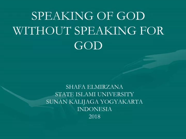 speaking of god without speaking for god