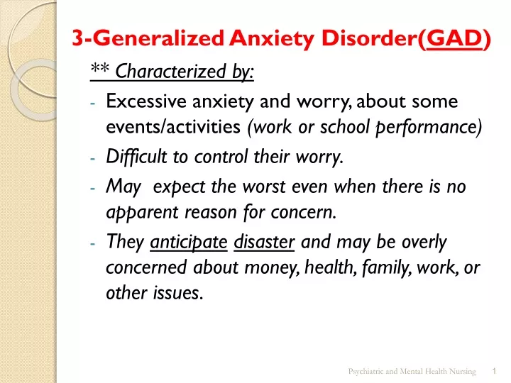 3 generalized anxiety disorder gad
