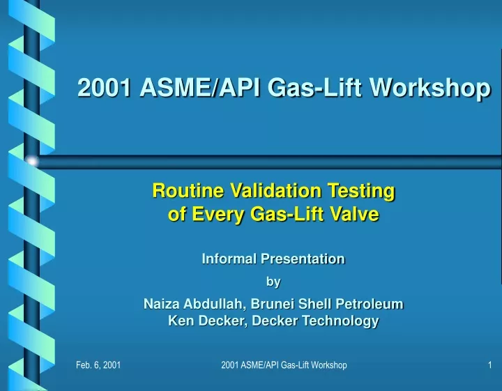 2001 asme api gas lift workshop