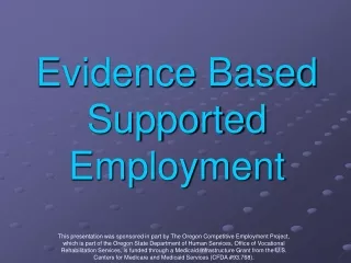 Evidence Based Supported Employment