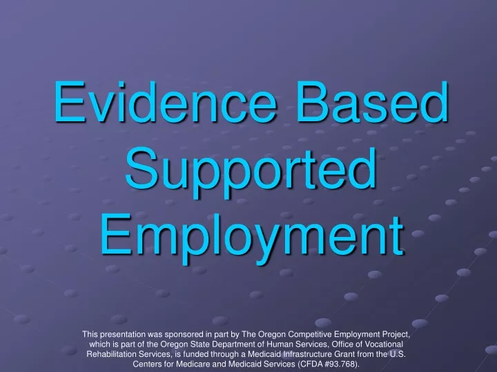 evidence based supported employment