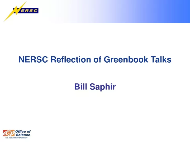 nersc reflection of greenbook talks