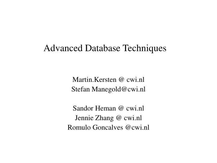 advanced database techniques
