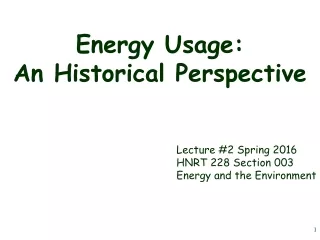 Energy Usage: An Historical Perspective