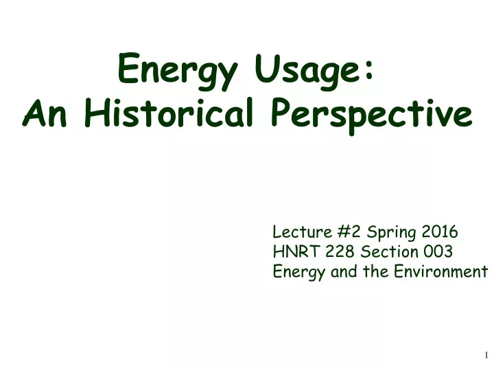 energy usage an historical perspective