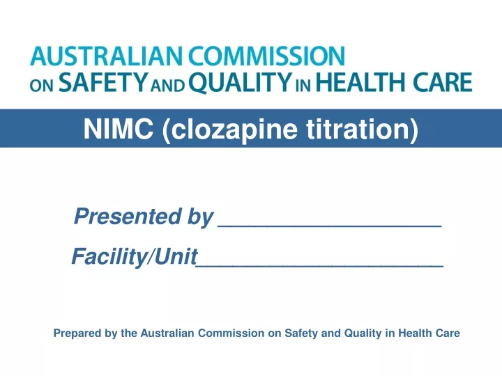 nimc clozapine titration