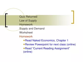 Quiz Returned Law of Supply Homework Supply and Demand Worksheet  Homework