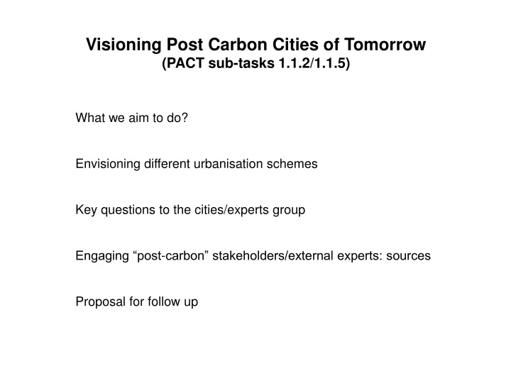 visioning post carbon cities of tomorrow pact sub tasks 1 1 2 1 1 5