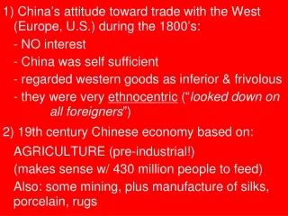 1) China ’ s attitude toward trade with the West (Europe, U.S.) during the 1800 ’ s: