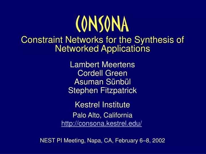 constraint networks for the synthesis of networked applications
