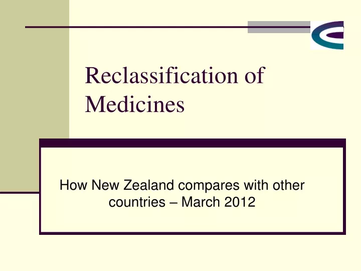 reclassification of medicines