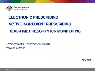 Electronic Prescribing Active  Ingredient Prescribing  Real-Time  Prescription  Monitoring