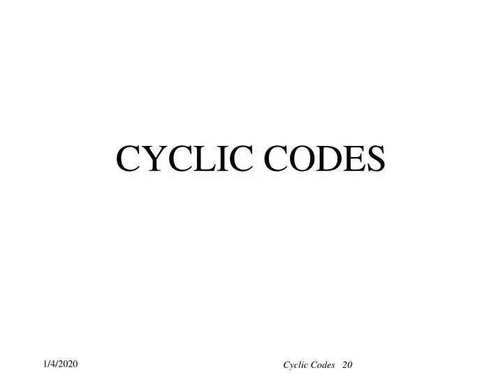 cyclic codes
