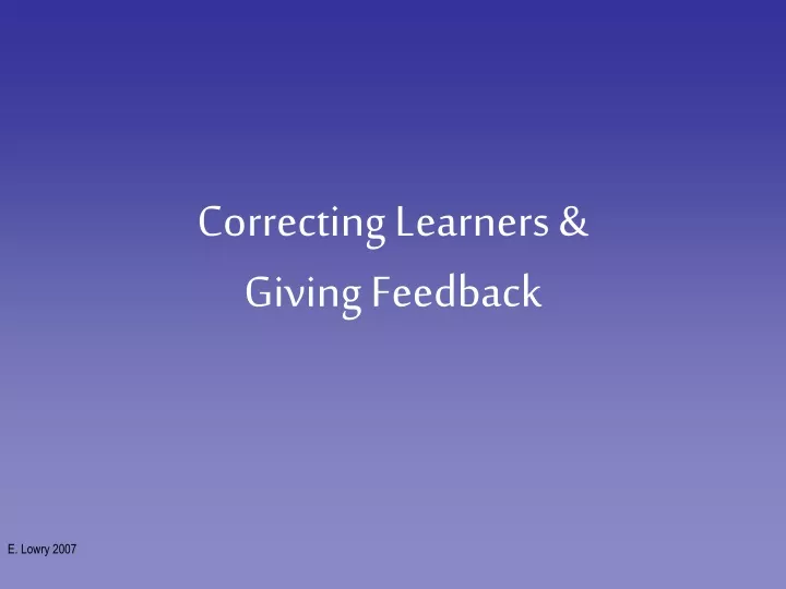 correcting learners giving feedback
