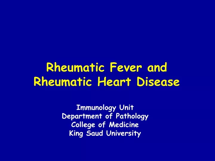 rheumatic fever and rheumatic heart disease