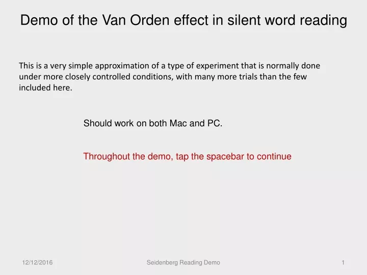 demo of the van orden effect in silent word