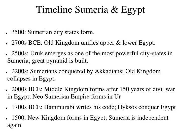 timeline sumeria egypt