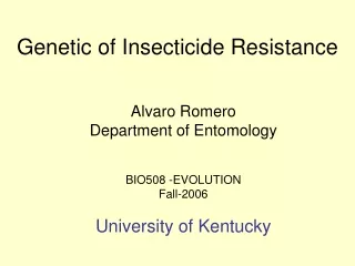 Genetic of Insecticide Resistance