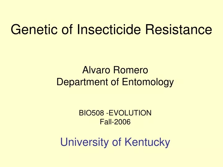 genetic of insecticide resistance