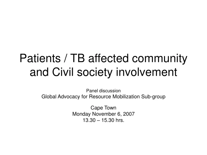 patients tb affected community and civil society involvement
