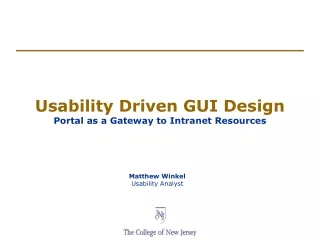 Usability Driven GUI Design Portal as a Gateway to Intranet Resources