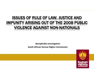Xenophobia Investigation South African Human Rights Commission