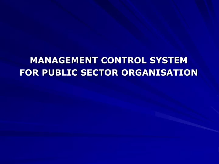 management control system for public sector organisation