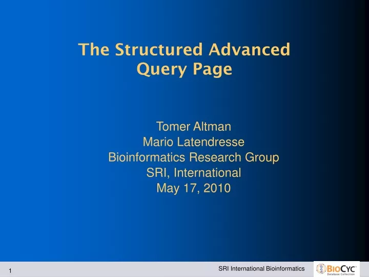 the structured advanced query page