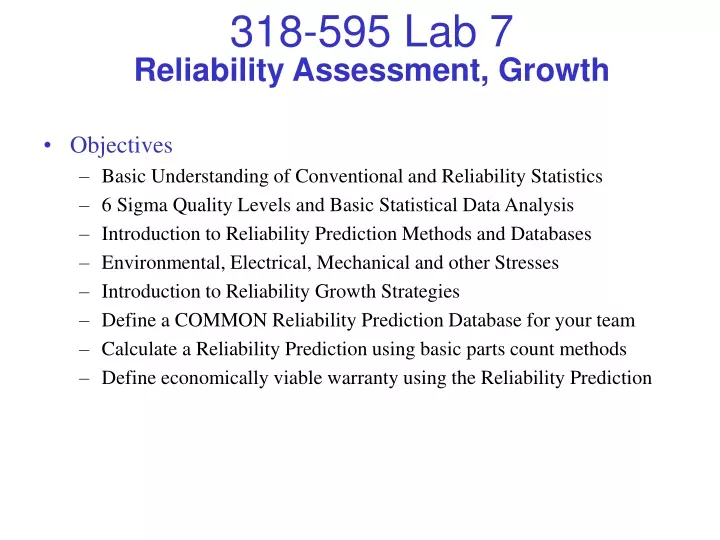 reliability assessment growth