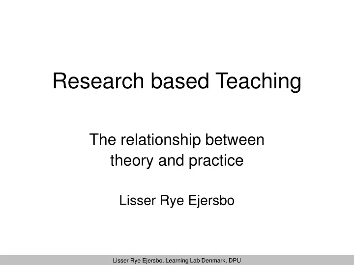 research based teaching