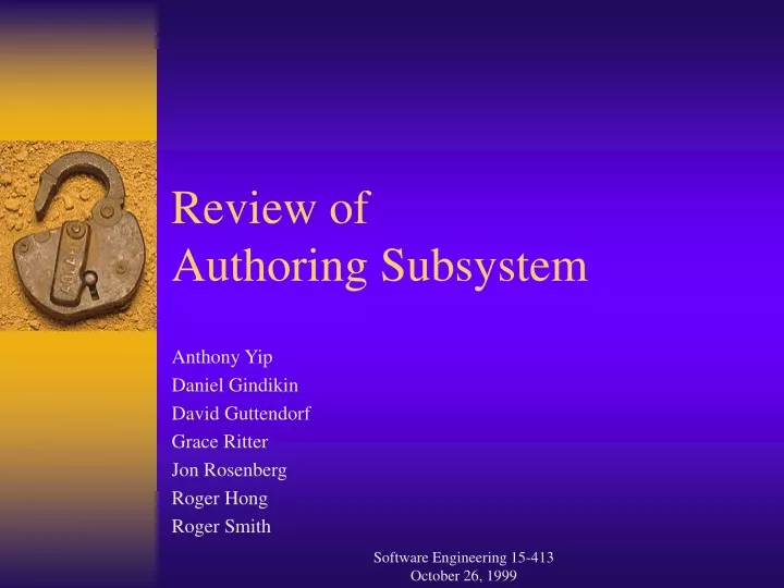 review of authoring subsystem