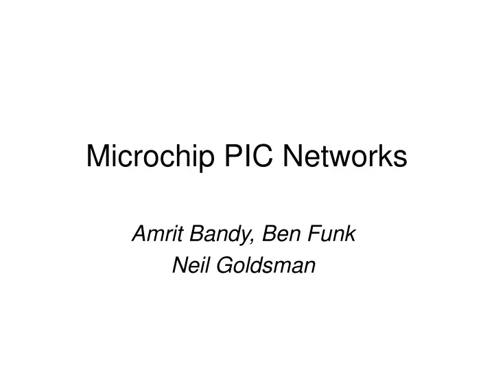microchip pic networks