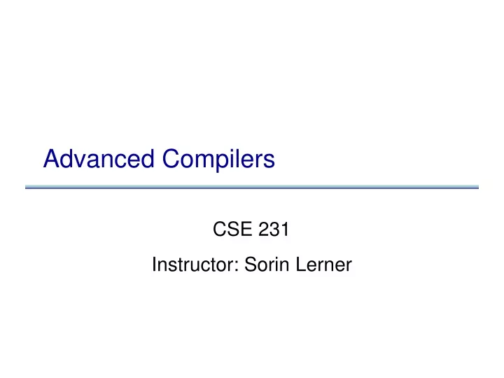 advanced compilers