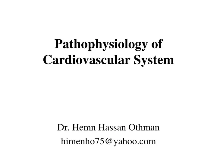 pathophysiology of cardiovascular system