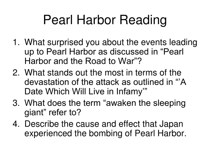 pearl harbor reading