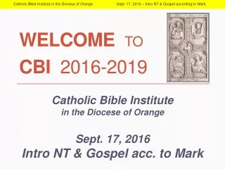 WELCOME to CBI   2016-2019