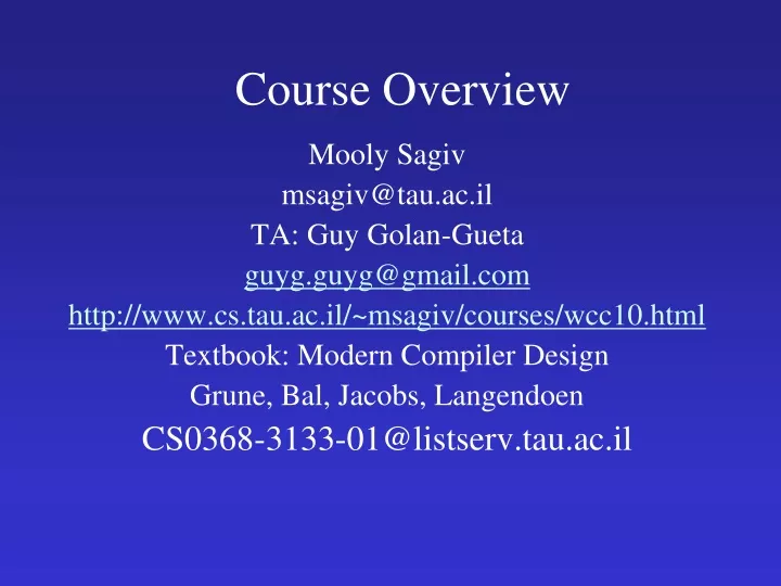 course overview