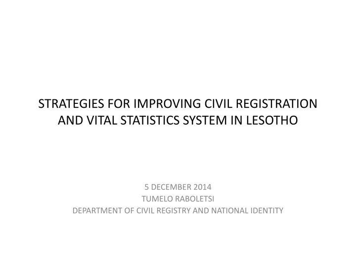 strategies for improving civil registration and vital statistics system in lesotho