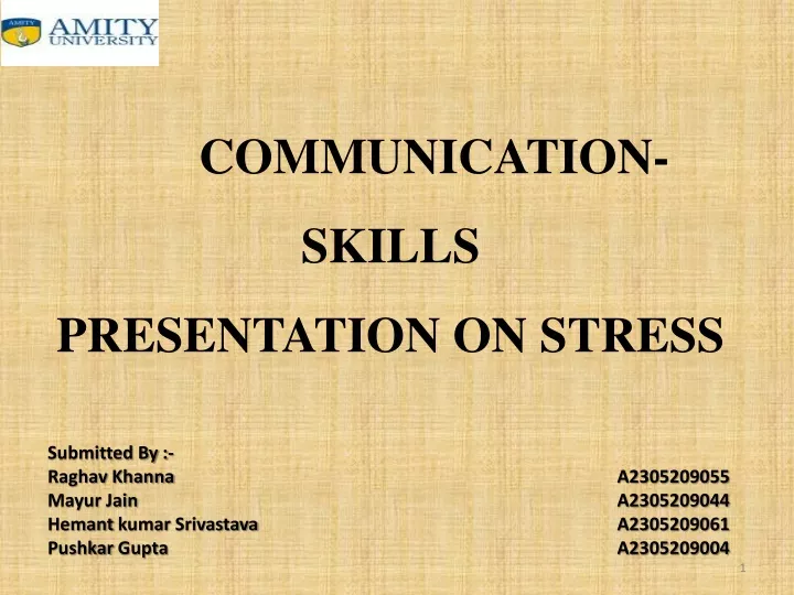 communication skills presentation on stress